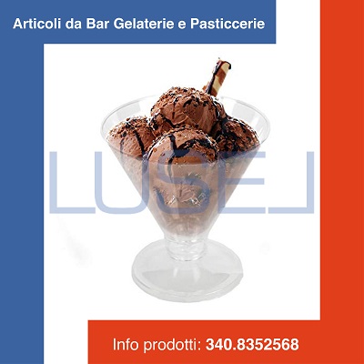 b7 PZ 96 COPPA MALIBU TRASPARENTE IN PLASTICA 310 CC IDEALE PER DEGUSTARE GELATI GRANITE MOUSSE E DOLCI